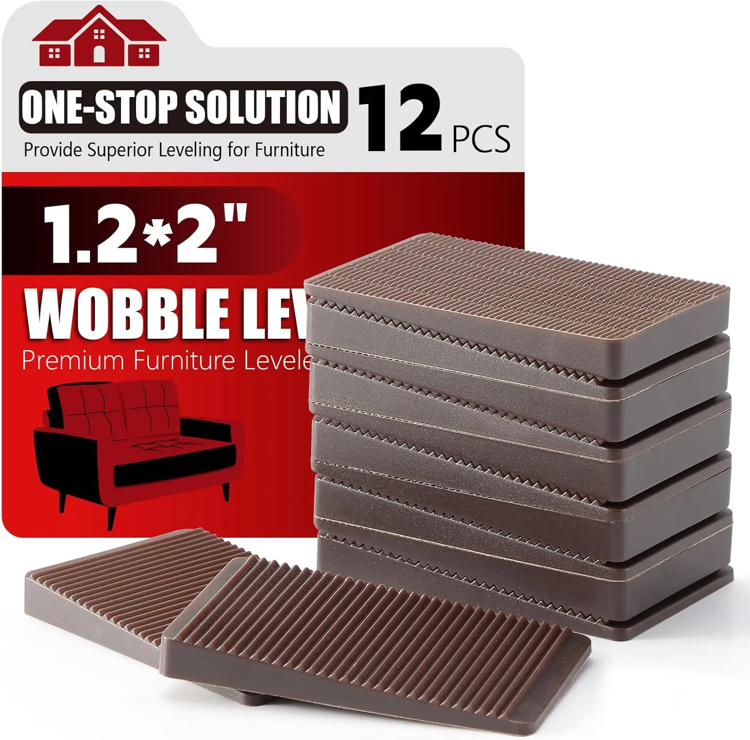 Furniture Leveler 12 count Kit Size Variety | Multi-Purpose Rubber Shim for Leveling   | Anti-Wobble Pad for Uneven Table, Dresser , Toliet and More Furniture |  from Wobbling