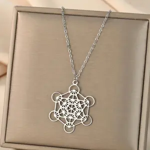 Kinitial Metatron Cube Pendant - Religiosus Symbol Necklace - Meditation Necklace Valentine's Day Birthday Gift