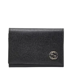 Pre-owned GUCCI Calfskin Small Leather Goods Interlocking G Leather Card Case