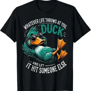 Funny Sarcastic Duck Meme "Whatever Life Throws At You" T-Shirt