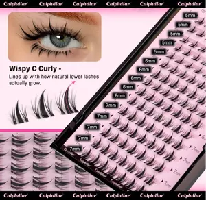 calphdiar Bottom Lash Clusters Fairy Eyelash Extension Bottom Lashes Clusters 5-7mm Natural Bottom Eyelashes DIY Manga Lower Cluster Lashes Extensions Wispy Bottom Individual Lashes