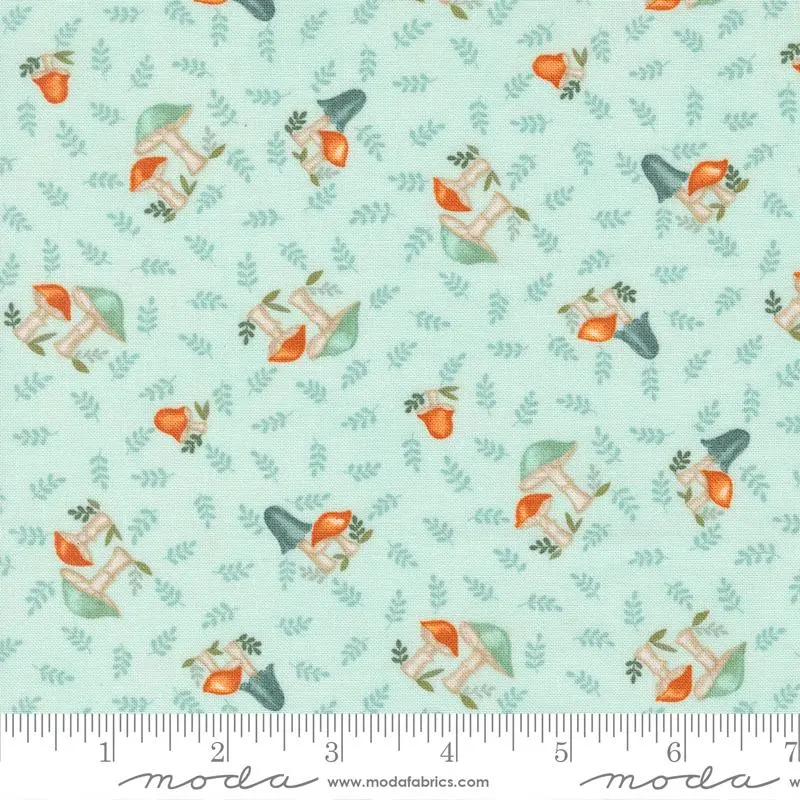 Fabric Moda Aqua Mushrooms I Love Fall Most of All by the Quarter Yard 56142-13