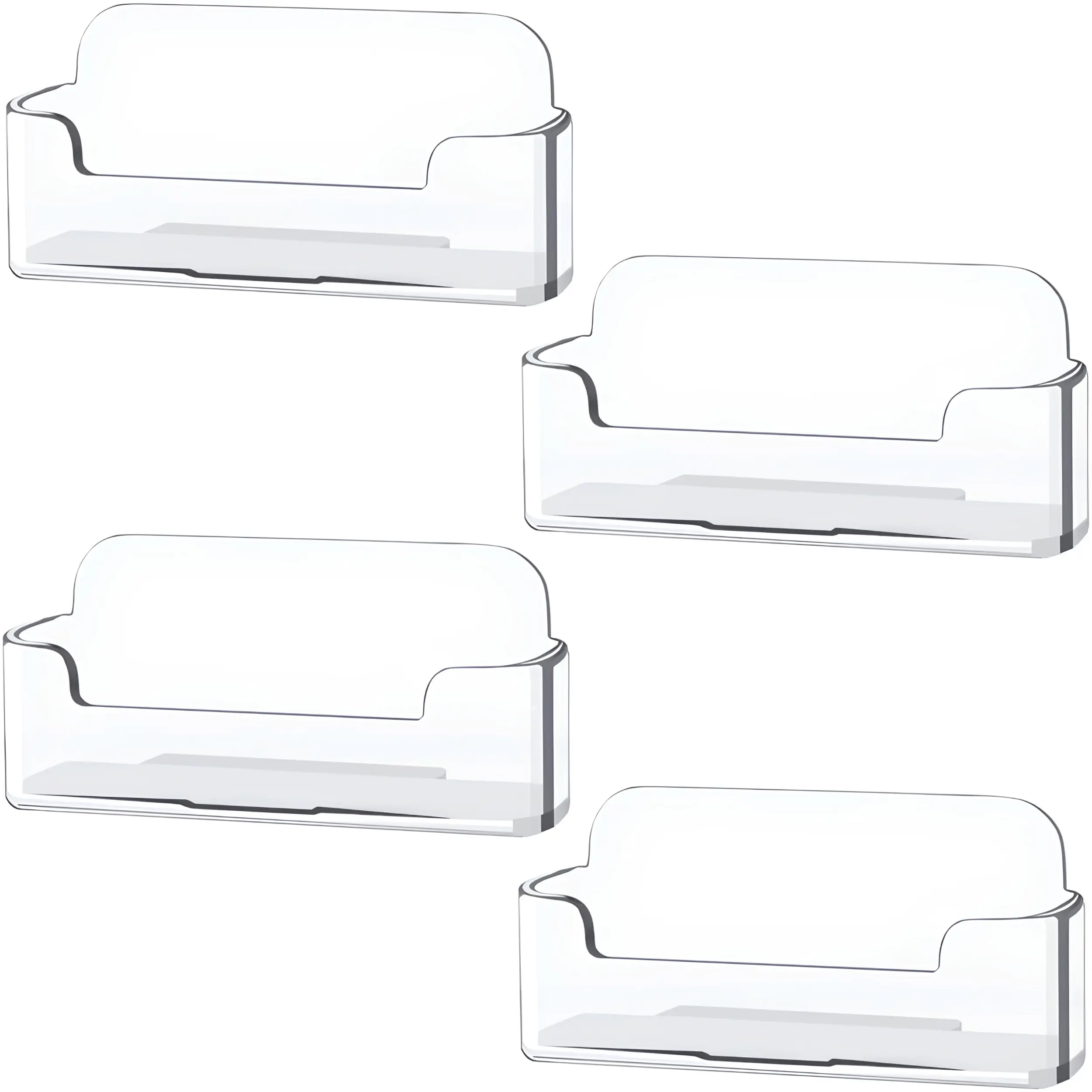 4 Pack Clear Acrylic Business Card Holders Desktop Business Card Display Stands for Office, Reception Desk, Countertop & Trade Shows, Transparent Plastic Card Organizer for Professional Business Card Presentation & Easy Access