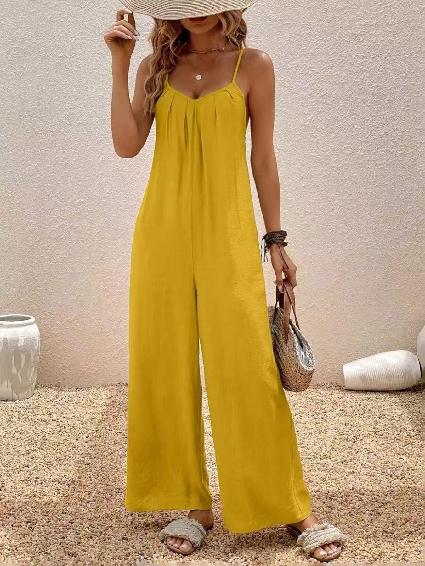 Summer Vacation Style Long Sleeve Solid Color Adjustable Strap Romper, Must-Have for Travel and Leisure, Trendy and Comfortable