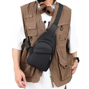 Men's Casual Large Capacity Chest Bag, Multi-pocket Zipper Ripped Design Sling Bag, Outdoor Sports Bag for Men