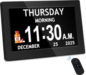 7'' Dementia Clock For Seniors, Large Display Digital Clock With Date, Time, Day Of Week for Elderly, Memory Loss, Alzheimer, 1024*600P HD, 10 Reminders & 6 Alarms, Auto Dimming & DST, Remote Control