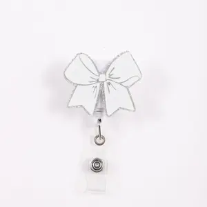 Bow Design Retractable Badge Holder, Premium Decorative Badge, Cute ID Badge Reel for Students, Office Staff, Doctors, Nurses, Teachers