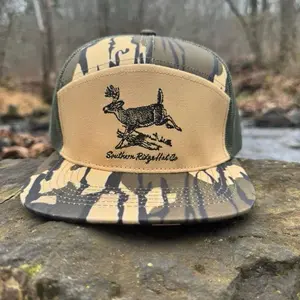 Southern Ridge "The Rut" Camo Trucker Hat with Running Deer Embroidery Structured Front Breathable Mesh Back for Outdoor Hunting