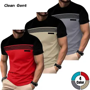 Clean Gent Men’s Short Sleeve T-Shirt, 3-Pack, Men’s Geometric Print Crew Neck T-Shirt, Regular Fit Casual Fashion Short Sleeve for Summer, Polo Shirt