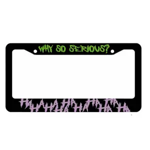 Why So Serious? Joker Inspired Metal License Plate Frame - Lime Green & Purple Villain Car Decor
