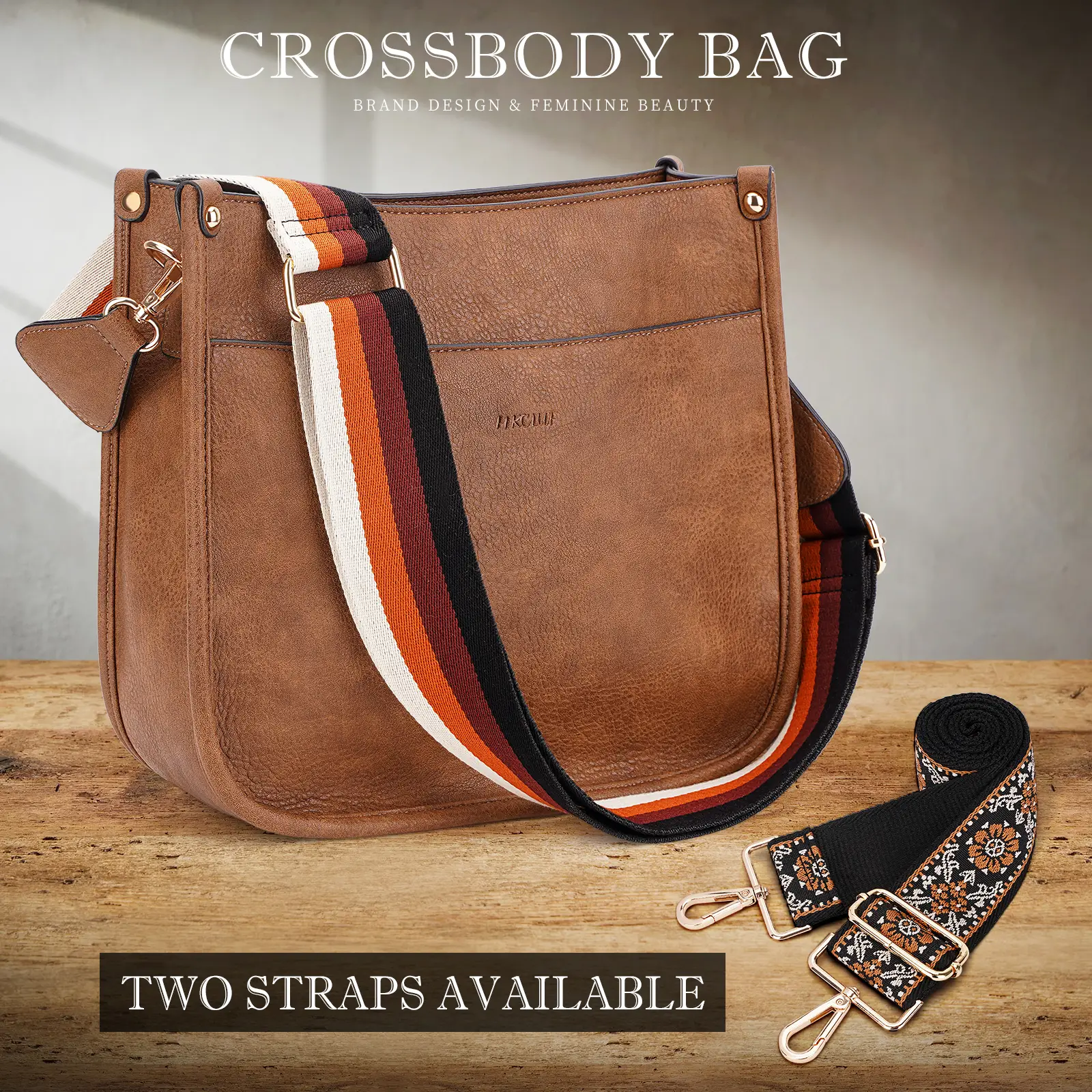 HKCLUF 4045 Women's Fashionable Crossbody Bags For Women Designer Leather Hobo Handbags Women Shoulder Bucket Bags With 2count Adjustable Guitar Strap