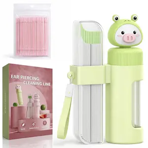 240pcs Disposable Ear Piercing Cleaner Floss with 50pcs Cotton Swabs Ear Cleaning Kit for New Piercings Aftercare Post Exercise Hygiene Maintenance