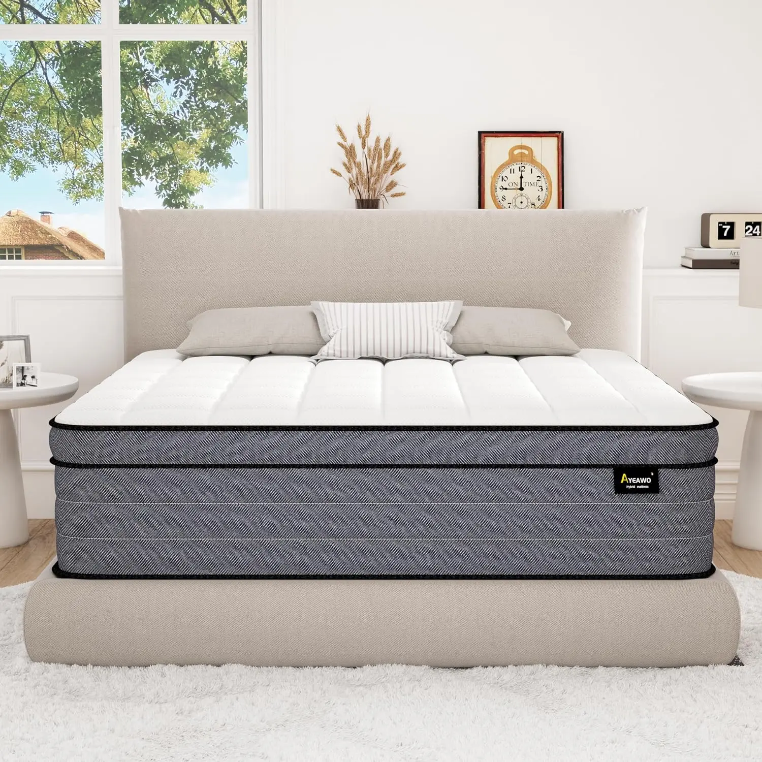 Full Size Mattress - 10 cm  Hybrid Mattress Full Size with Gel and Pocketed Springs, Pressure Relief and Upgraded Support, Medium Firm Full Mattress in a Box