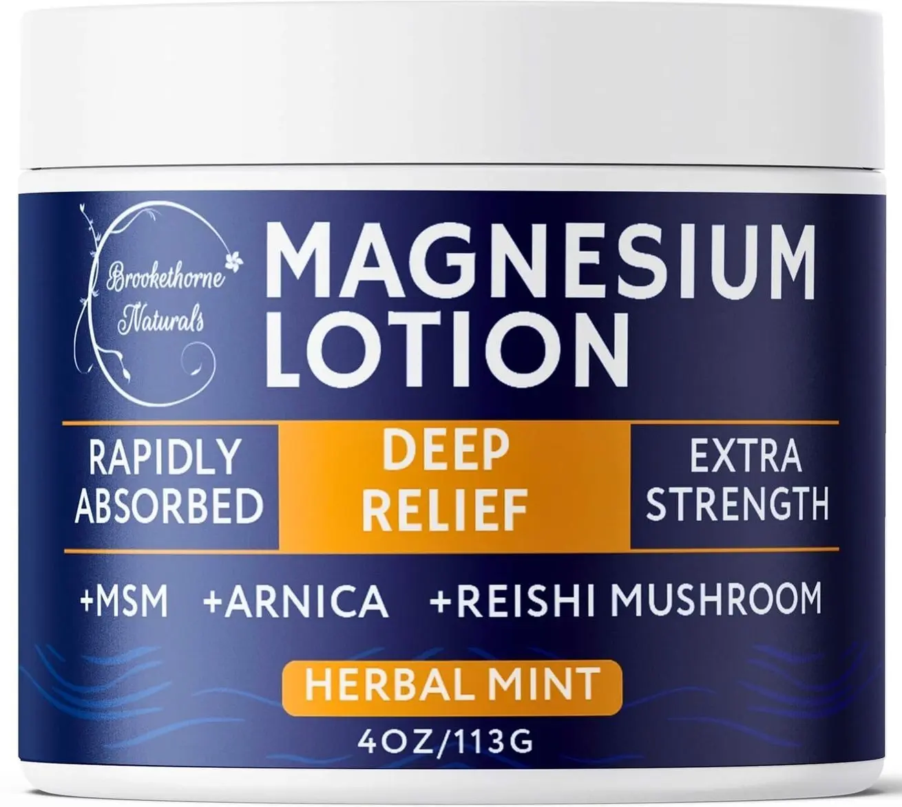Magnesium Lotion for Muscle Recovery, Soreness & Daily Support | Topical Magnesium Cream with Arnica, MSM & Reishi Mushroom | Deep Relief Cream for Legs, Joints & Body | 4oz by Brookethorne Naturals