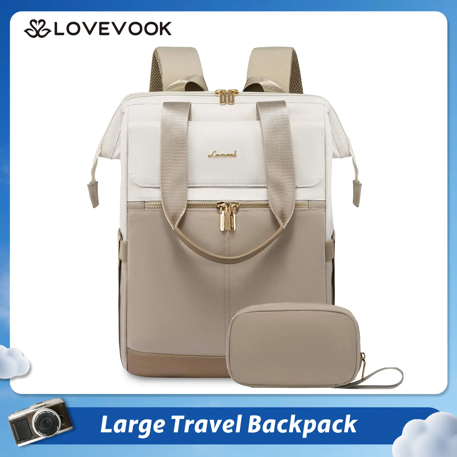 LOVEVOOK TikTokShopBacktoSchool Laptop Backpack with Organizer Bag, Large Capacity Travel Backpack, Waterproof Work Bag with USB Port, Teacher Nurse