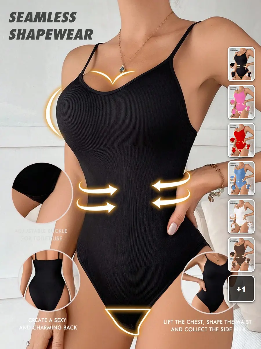 BLUELIFE Seamless shapewear bodysuit adjustable straps smoothing everyday