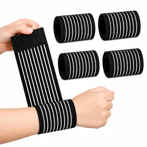 4-Pack Wrist Support Wraps with Elastic Stretch, Breathable Polyester Straps for Athletes, Adjustable for Fitness and Training
