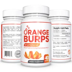 Orange Burps D-Limonene Softgels (3-Pack Value) - Natural Heartburn & Acid Reflux Relief - Digestive Support - Non-GMO, Made in USA