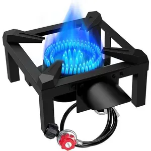 AGS Llamaviva Propane Burner, High Pressure 100,000 BTUs Single Gas Stove with Water Bag& 4.1ft Adjustable Hose with Regulator,Propane Stove for Outdoor Cooking, Seafood Boil,Turkey Fry