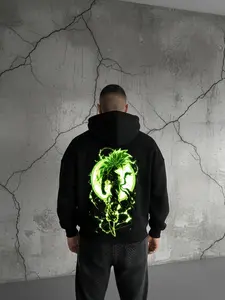 Men & Women Fleece Pullover Hooded Sweatshirt, Graphic Hoodie, Anime Print Design, Long Sleeve Fitted Style, Pockets for Fall/winter Outdoor Use