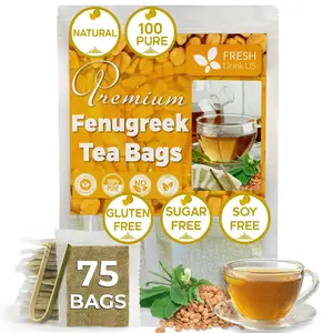 Premium 75 Fenugreek Tea Bags, 100% Natural & Pure from Fenugreek. Fenugreek Herbal Tea. Made with Natural Material Tea Bags. No Sugar, No Caffeine, No Gluten, Vegan. Beverage
