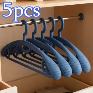 5pcs Clothes Hanger Set for Home Use - Anti-Slip, Wide Shoulder, Seamless, Prevents Shoulder Deformation, Drying Clothes Hanger