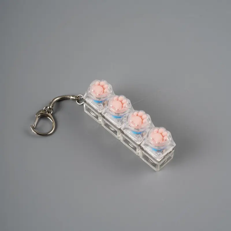 Transparent Glowing Cat Paw Keycap Fidget Toy 4 in 1 Clicker Keyboard Button Stress Relief Keychain Cute Anxiety Relief Gift