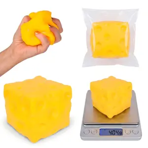 RISSA SKIN Cheese Squishy Toy - Unisex Viral Jumbo Swiss Cheese Hyperrealistic Fidgets Squishies, 11cm/4.3" TPR Shell Heavy Flour-Filled Dough Block, Fast Rebound Sensory Stress Relief Desk Companion for School summervibes