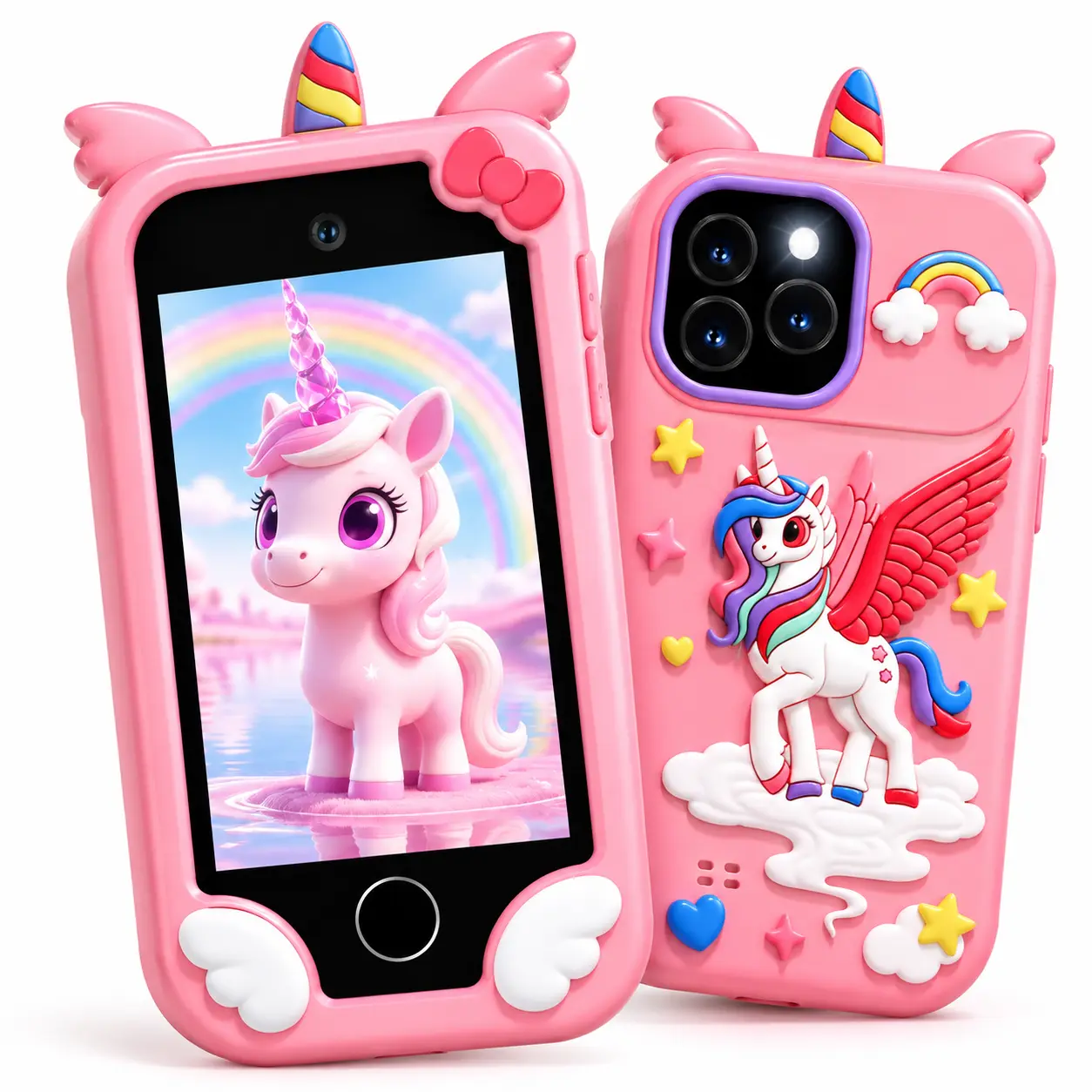 SAIKIDS Kids Smart Phone Toy - Dual-Camera, 1+ Fun Games, Various Cute Filters, Portable Pink Design - Ideal Holiday Birthday Gift for Daughters, Daughter