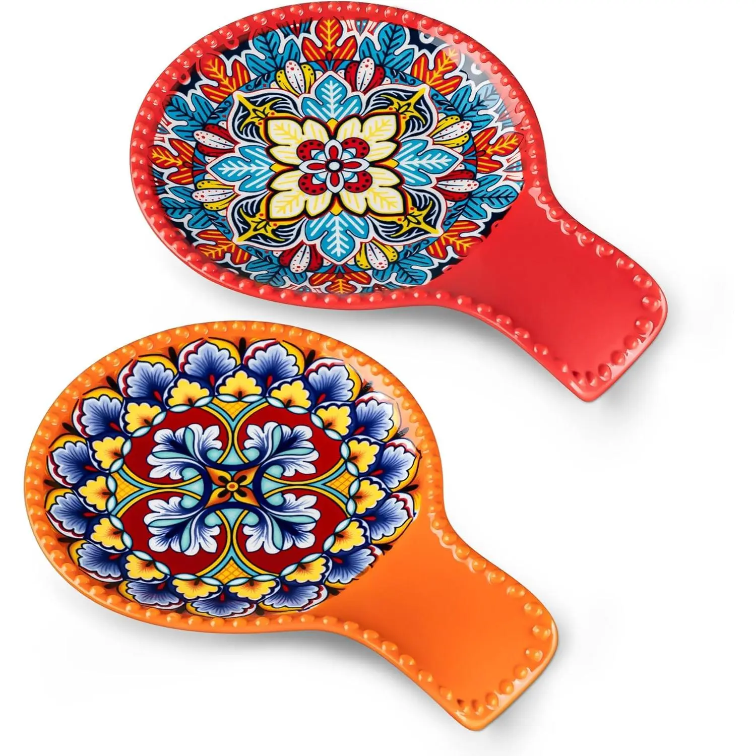 Ceramic Spoon Rest Sets of 2 for Stove Top, 7.7 Inch Cooking Spoon Holder for Kitchen Counter Decor, Spoon Holder for Coffee Spoon Rest, Spoon Cradle, Spatula, Spoons or Tongs, Light