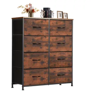 Chest of Drawers with 8 Fabric Drawers, Sideboard with Drawers, Drawer Cabinet for Kitchen, Office, Hallway & TV Cabinet