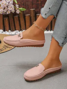 2026 Spring Ballet Flat Mules, Comfortable Breathable PU Leather Slip-On Shoes, Casual Everyday Wear, Sizes 35-43