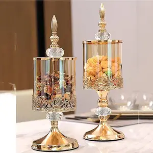 Glass Apothecary Jars Clear Elegant Decorative Buffet Jars Wedding Candy Organizer Storage Canisters Small Home Decor 2 Pcs