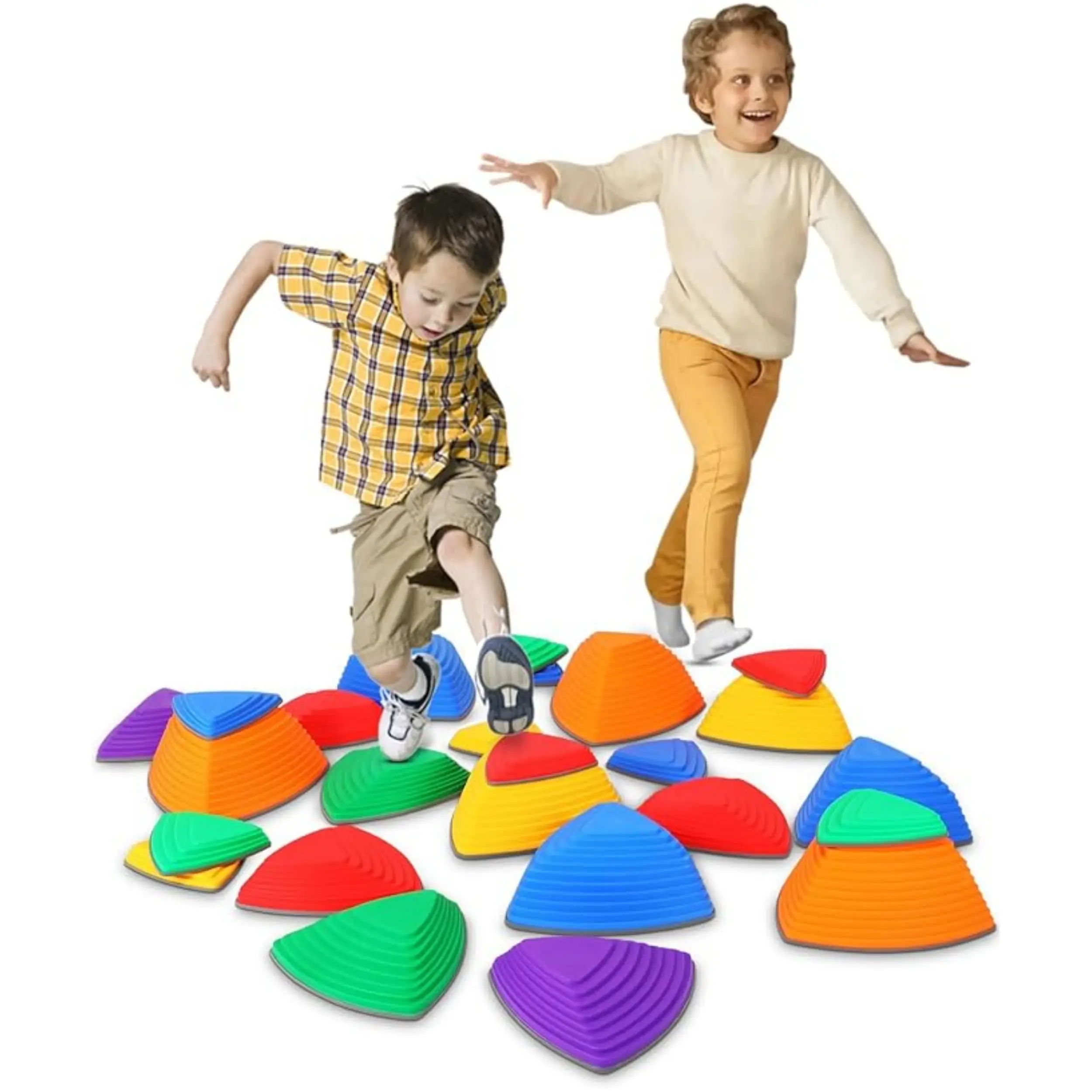 12/25 count Sensory Stepping Stones,Promote Coordination and Strength Child Safe Rubber Outdoor and Indoor, Non-Slip Side Sensory Stepping Stones,Play