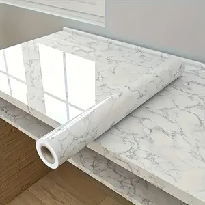 Self-Adhesive Textured Marble Wallpaper & Floor Stickers, Peel-and-Stick, High-Quality, Moisture-Proof, Easy-to-Install Modern Home Improvement Decor for Kitchen, Bathroom, TV Wall