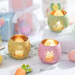 Easter Votive Candle Holders: 3 Pcs Tea Light Candle Holder Glass Easter Centerpieces for Tables Rabbit Tealight Candle Holder Egg Bunny Decorations Gifts for Spring Party
