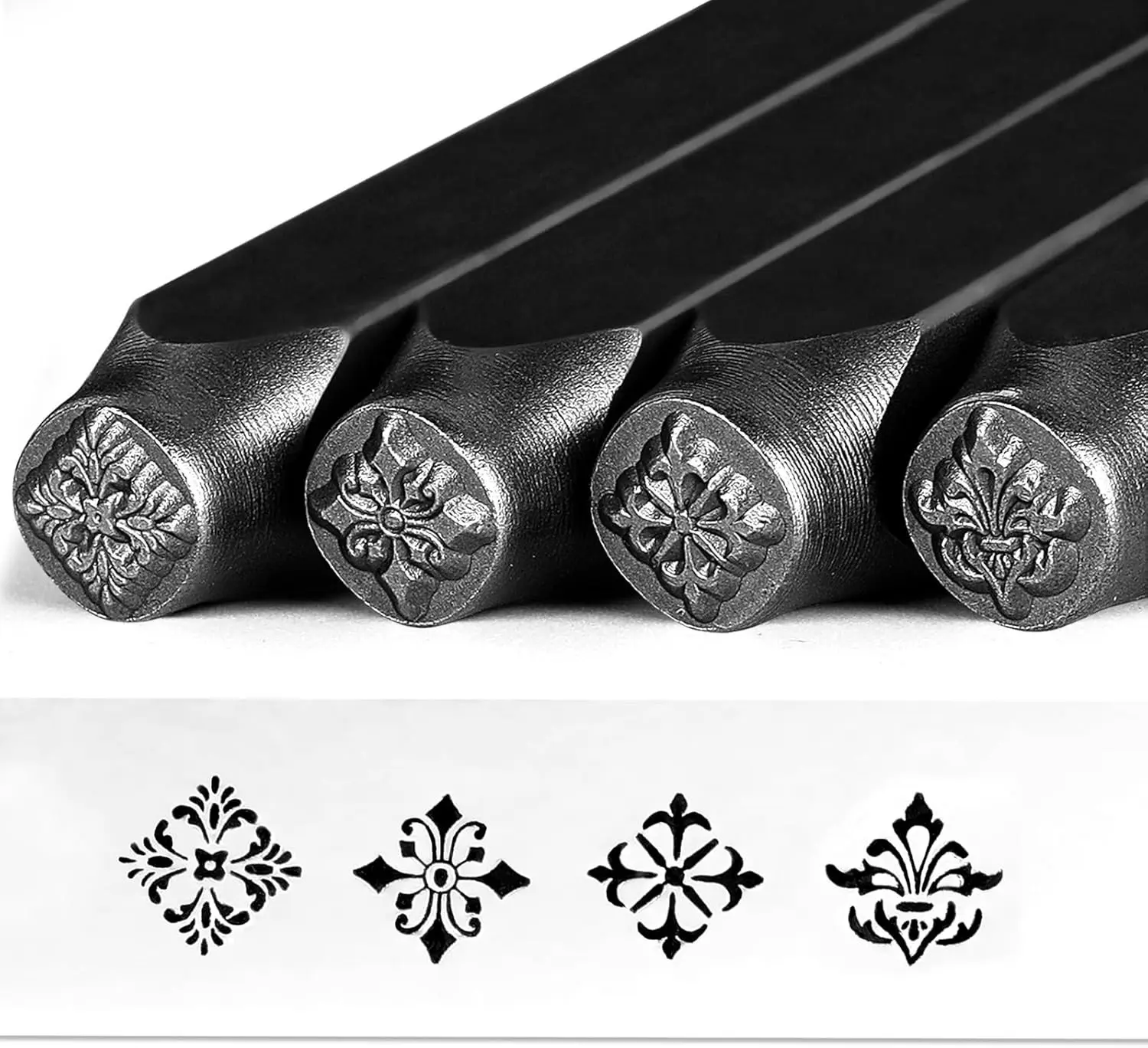 Vintage Metal Stamping Kit, 4pcs 5/16" (8mm) Stamp for Jewelry | Rococo Style | Classic Pattern Metal Stamps | Metal Bracelet Making Kit for Jewelry, Metal Craft, DIY & Handmade Projects