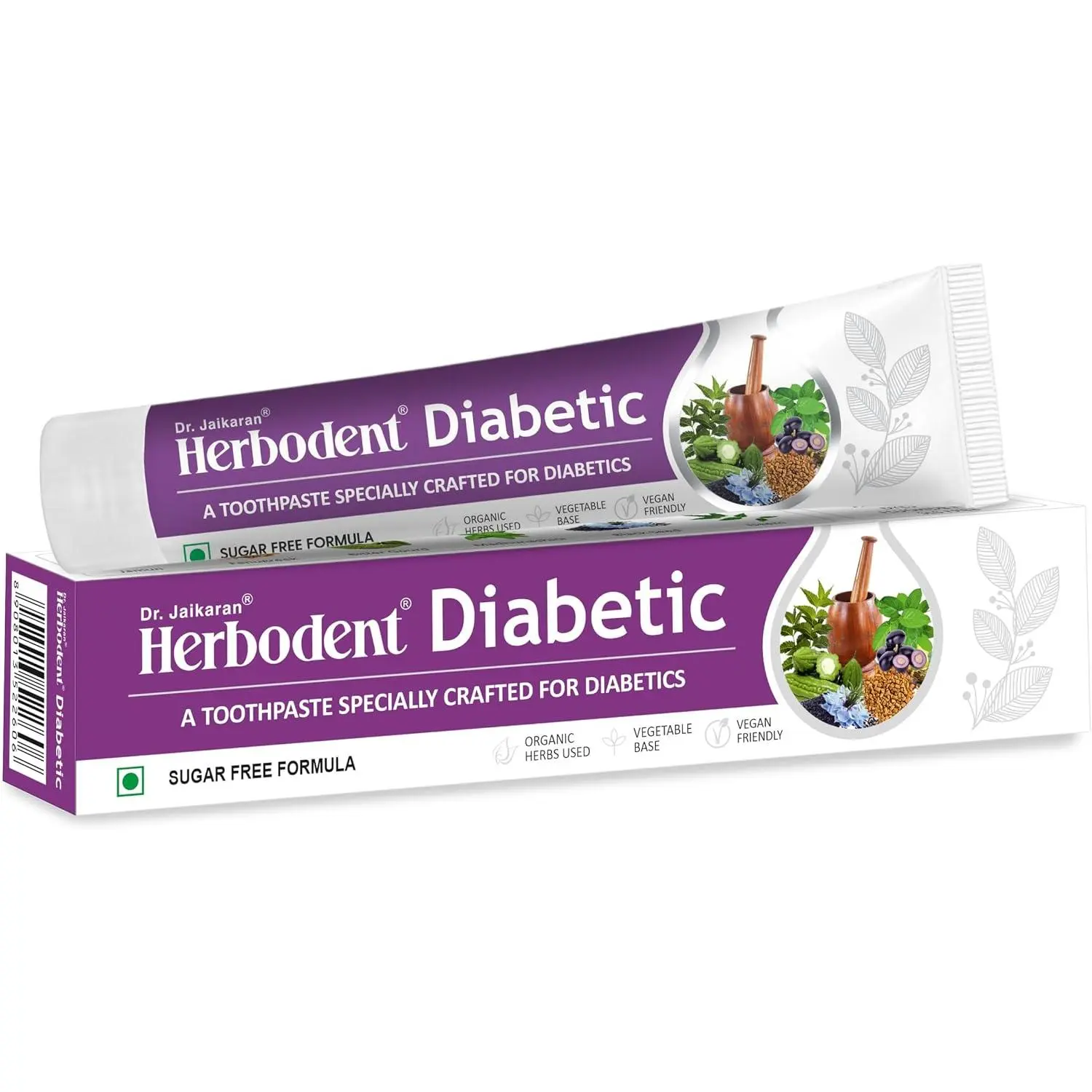 Herbodent® Diabetic Toothpaste - 3.53 oz, SLS & Sugar-Free, 7 Organic Herbs (Jamun, Fenugreek, Bitter Gourd, Madhunashini, Black Seed), Specially Formulated for Diabetics, Pack of 1 Oral