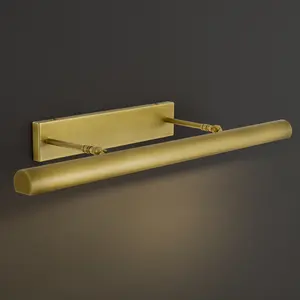 24 in. dimmable wall mounted brass picture light, adjusted up and down, for gallery, living room, library, portrait