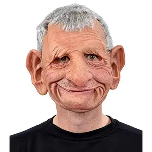 Realistic Old Man Latex Mask, Funny Elderly Costume Mask with Gray Hair, Full Head Mask for Halloween Parties, Pranks & Cosplay