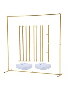 8x8 FT Square Wedding Backdrop Stand, Metal Balloon Arch Stand For Party And Ceremony,Square,Gold