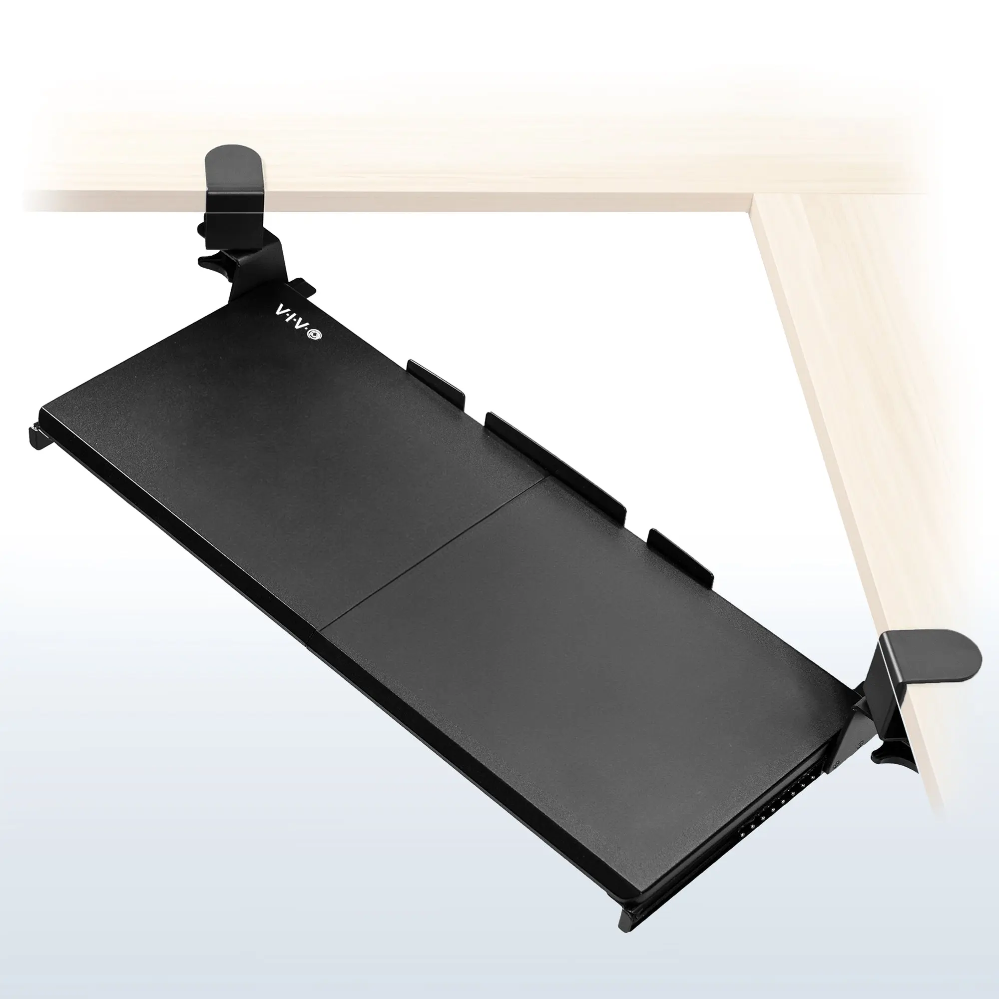 Clamp-on Keyboard Tray with Corner Clamp - Functional Ergonomic Keyboard Support for Corner Desks, Desk Gadgets