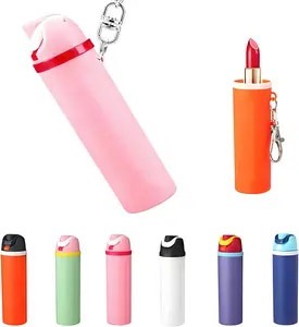 3D Printed Mini Water Cup Lip Balm Holder Keychain, Novelty Water Cup Keychains, Trendy Bottle Keychain, Chapstick Holder Key Chain