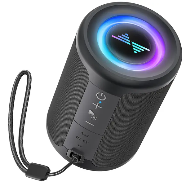 LENRUE Small Portable Bluetooth Speaker with Lights, TWS Stereo Surround Sound, Type C Powered, Bluetooth 5.3, AUX TF Card Input, Wireless for Outdoor Home, Coolest Gifts