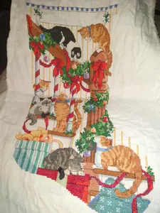 A Cats Christmas Cross Stitch Christmas Stocking