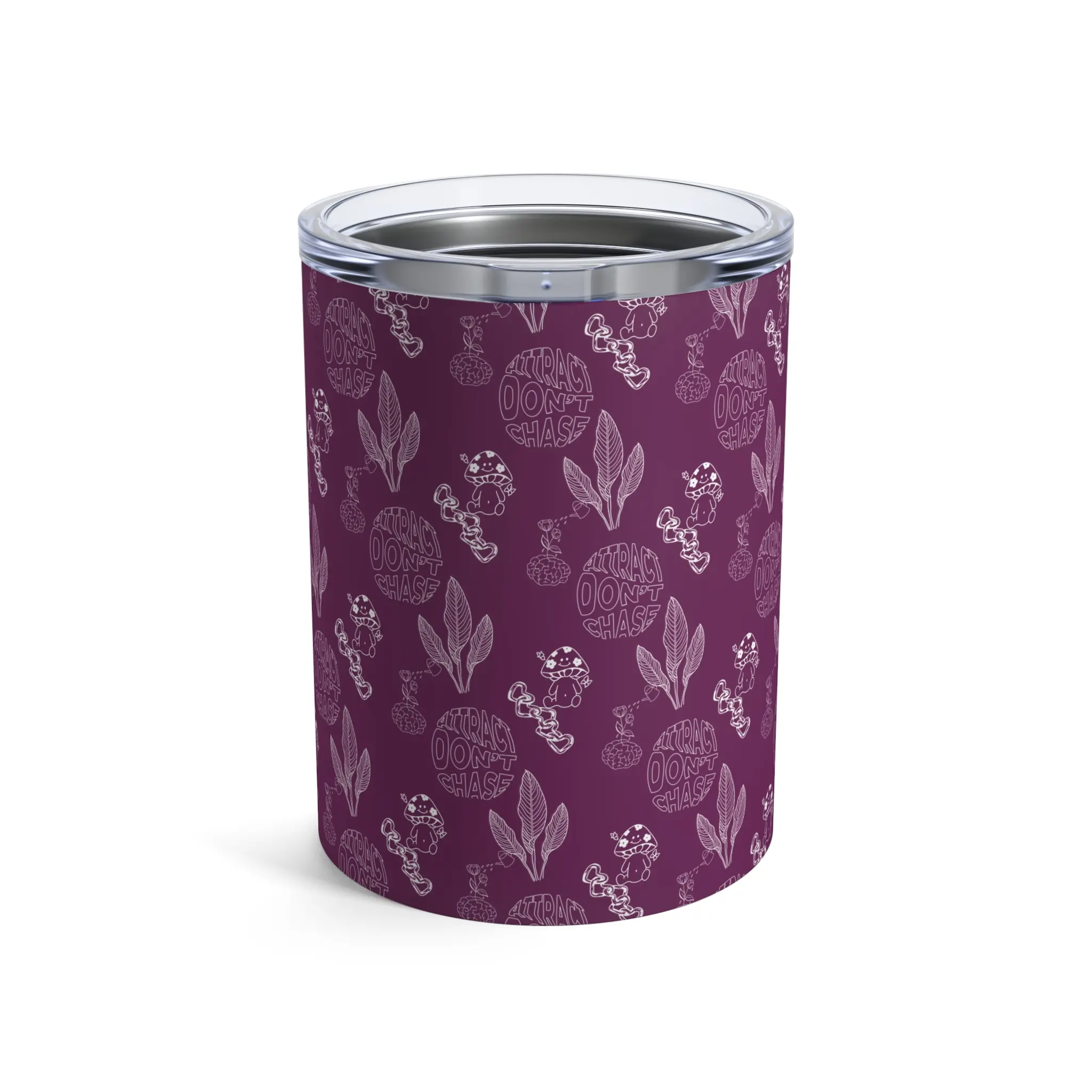 Don't Chase Attract, Purple Tumbler 10oz Positive Energy Cup, Manifestation Gift, Law of Attraction Gift