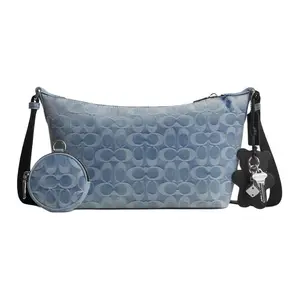 Coach Finn 25 Classic Bear-Print Keychain Zip Closure Fabric Crossbody Bag, Medium, Men’s, Blue