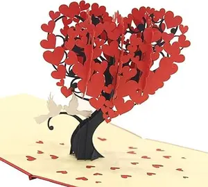 Heart Tree Pop Up Card, Anniversary Pop Up Card, Beautiful Keepsake for Parents, Lover or Couple, Wife/Husband - 6''x6'' inches