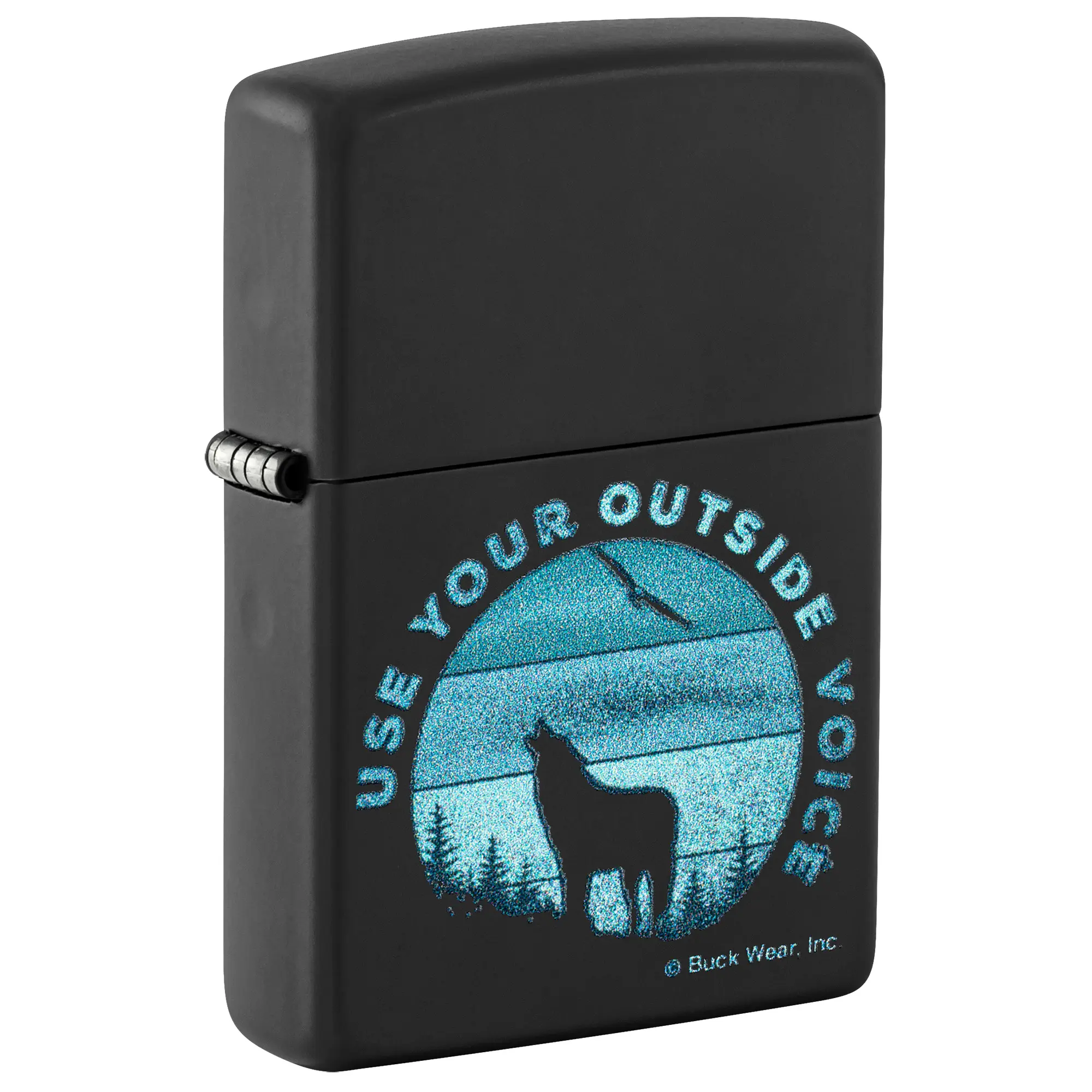 Zippo Buck Wear Use Your Outside Voice Design Black Matte Pocket Lighter - Made in USA