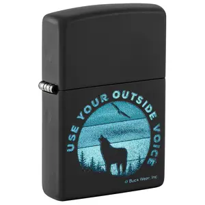 Zippo Buck Wear Use Your Outside Voice Design Black Matte Pocket Lighter - Made in USA